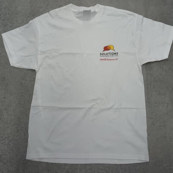 Coca Cola Enterprises - VINTAGE Y2K DEADSTOCK Employee 'SOLUTIONS' LARGE T-shirt - Picture 1 of 4